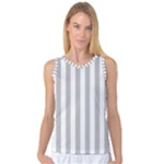 Vertical Stripes - White and Silver Gray Women s Basketball Tank Top