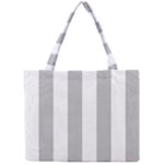 Vertical Stripes - White and Silver Gray Mini Tote Bag