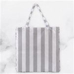 Vertical Stripes - White and Silver Gray Grocery Tote Bag