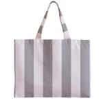Vertical Stripes - White and Silver Gray Zipper Mini Tote Bag