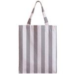 Vertical Stripes - White and Silver Gray Zipper Classic Tote Bag
