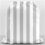 Vertical Stripes - White and Silver Gray Drawstring Bag (Large)