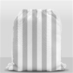 Vertical Stripes - White and Silver Gray Drawstring Bag (Small)