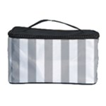 Vertical Stripes - White and Silver Gray Cosmetic Storage Case