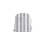 Vertical Stripes - White and Silver Gray Drawstring Pouch (XS)