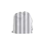 Vertical Stripes - White and Silver Gray Drawstring Pouch (S)