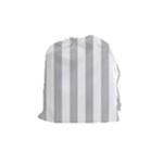 Vertical Stripes - White and Silver Gray Drawstring Pouch (M)