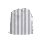 Vertical Stripes - White and Silver Gray Drawstring Pouch (L)