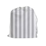 Vertical Stripes - White and Silver Gray Drawstring Pouch (XL)