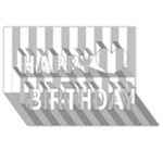 Vertical Stripes - White and Silver Gray Happy Birthday 3D Greeting Card (8x4)