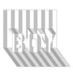 Vertical Stripes - White and Silver Gray BOY 3D Greeting Card (7x5)