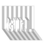 Vertical Stripes - White and Silver Gray GIRL 3D Greeting Card (7x5)