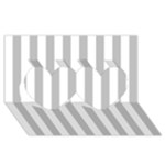Vertical Stripes - White and Silver Gray Twin Hearts 3D Greeting Card (8x4)