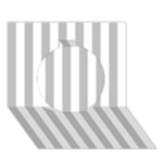 Vertical Stripes - White and Silver Gray Circle 3D Greeting Card (7x5)