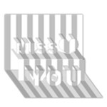 Vertical Stripes - White and Silver Gray Miss You 3D Greeting Card (7x5)