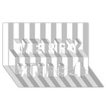 Vertical Stripes - White and Silver Gray Merry Xmas 3D Greeting Card (8x4)