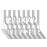 Vertical Stripes - White and Silver Gray Happy New Year 3D Greeting Card (8x4)