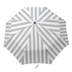 Vertical Stripes - White and Silver Gray Folding Umbrella