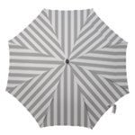 Vertical Stripes - White and Silver Gray Hook Handle Umbrella (Medium)