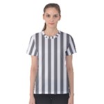 Vertical Stripes - White and Gray Women s Cotton Tee