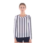 Vertical Stripes - White and Gray Women s Long Sleeve T-shirt