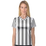 Vertical Stripes - White and Gray Women s V-Neck Sport Mesh Tee