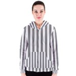 Vertical Stripes - White and Gray Women s Zipper Hoodie