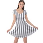 Vertical Stripes - White and Gray Cap Sleeve Dress