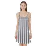 Vertical Stripes - White and Gray Satin Night Slip