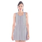 Vertical Stripes - White and Gray Scoop Neck Skater Dress