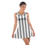 Vertical Stripes - White and Gray Cotton Racerback Dress
