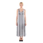 Vertical Stripes - White and Gray Full Print Maxi Dress