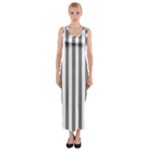 Vertical Stripes - White and Gray Fitted Maxi Dress