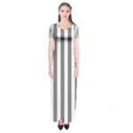 Vertical Stripes - White and Gray Short Sleeve Maxi Dress