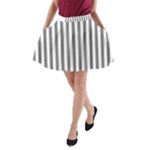 Vertical Stripes - White and Gray A-Line Pocket Skirt