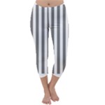 Vertical Stripes - White and Gray Capri Winter Leggings