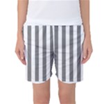 Vertical Stripes - White and Gray Women s Basketball Shorts