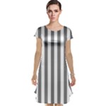 Vertical Stripes - White and Gray Cap Sleeve Nightdress