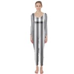 Vertical Stripes - White and Gray Long Sleeve Catsuit