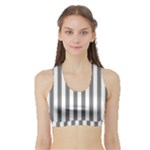 Vertical Stripes - White and Gray Women s Sports Bra with Border