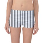 Vertical Stripes - White and Gray Boyleg Bikini Bottoms