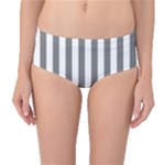 Vertical Stripes - White and Gray Mid-Waist Bikini Bottoms