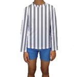Vertical Stripes - White and Gray Kid s Long Sleeve Swimwear