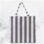 Vertical Stripes - White and Gray Grocery Tote Bag