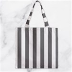 Vertical Stripes - White and Gray Zipper Grocery Tote Bag