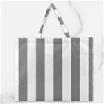 Vertical Stripes - White and Gray Zipper Large Tote Bag