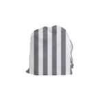 Vertical Stripes - White and Gray Drawstring Pouch (S)