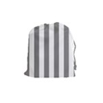 Vertical Stripes - White and Gray Drawstring Pouch (M)