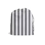 Vertical Stripes - White and Gray Drawstring Pouch (L)