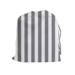 Vertical Stripes - White and Gray Drawstring Pouch (XL)